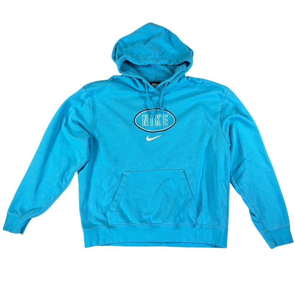 Nike Turquoise Blue Pullover Hoodie Oval Logo Swoosh Women's
